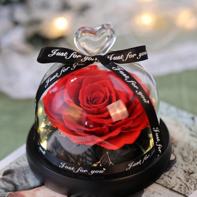 Forever Rose Flower Glass Cover Preserved Roses