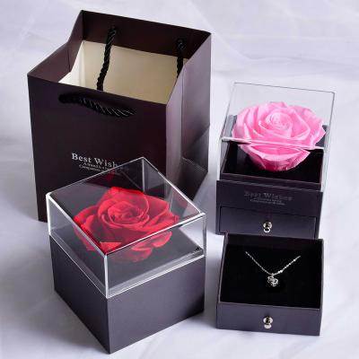 True Roses Acrylic Jewelry Box With Drawer 