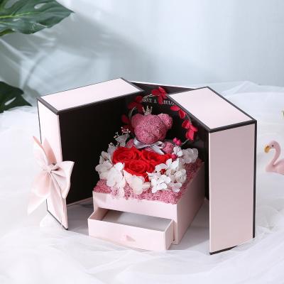 Everlasting Moss Bear Rose Eternal Flower Jewelry Box 