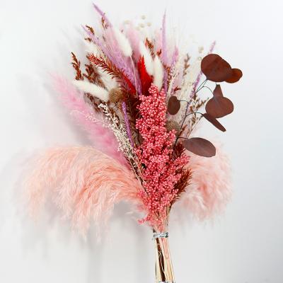 Style 23-Pink Red Natural Real Dried Flowers Bouquets