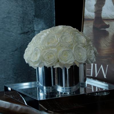 Acrylic Box Pearl Preserved Roses 28pcs Eternal Flowers