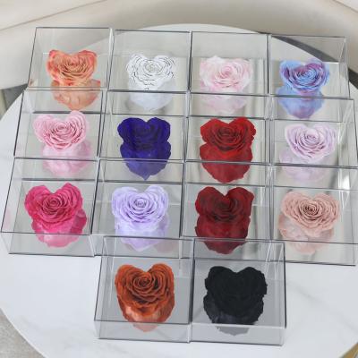 Preserved Heart Shaped Rose Acrylic Mirror Base