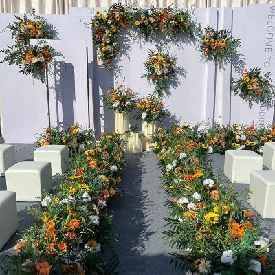 Artificial Forest Style Green Orange Set Flower Wedding Road Guide Floral Set (not include KT board)