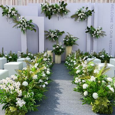 Artificial Green White Set Flower Wedding Road Guide Floral Set (not include KT board)